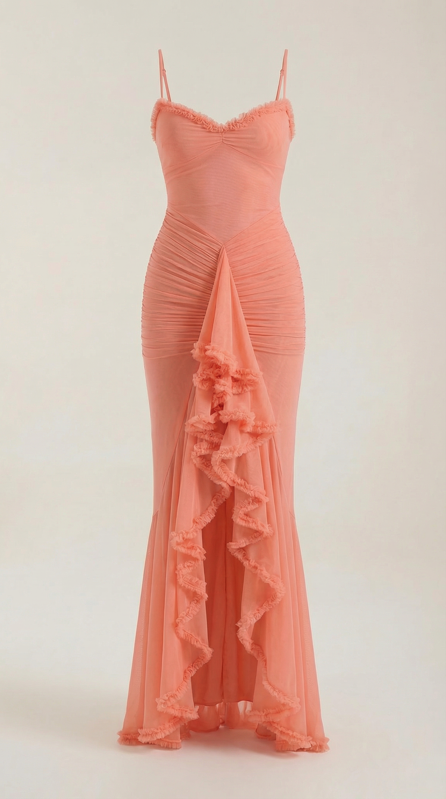 Robe maxi femme froncée col cœur